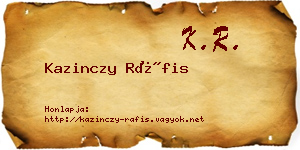 Kazinczy Ráfis névjegykártya